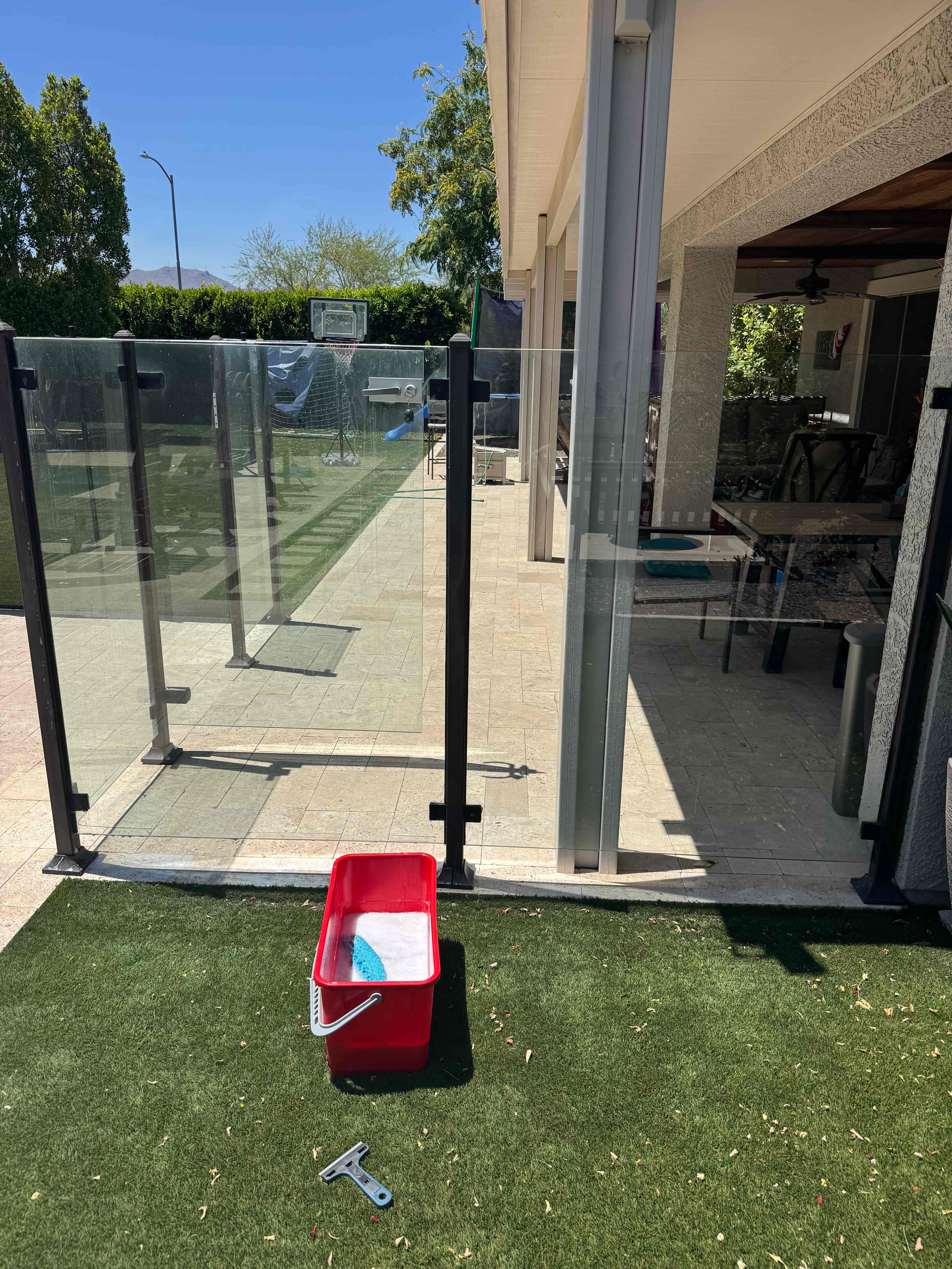 Pool gate glass hard water removal Surprise AZ