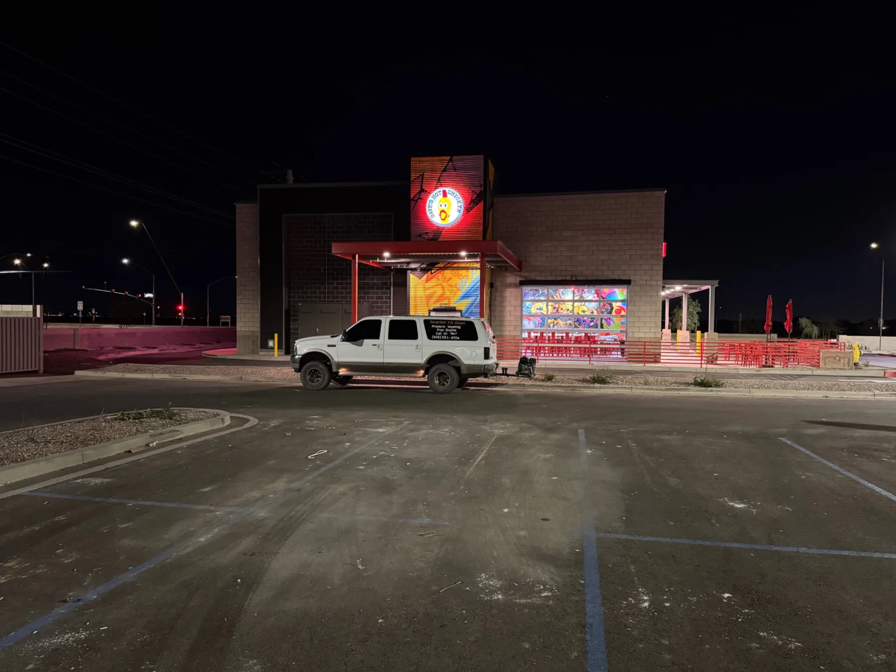 commercial restaurant parking area before post-construction cleanup