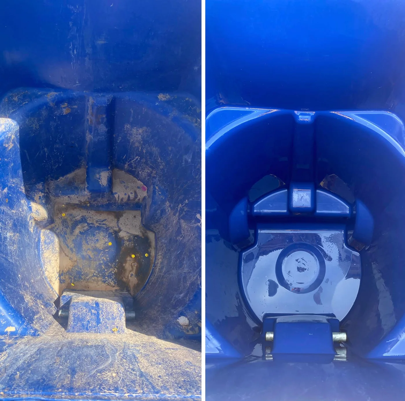Trash bin cleaning before and after