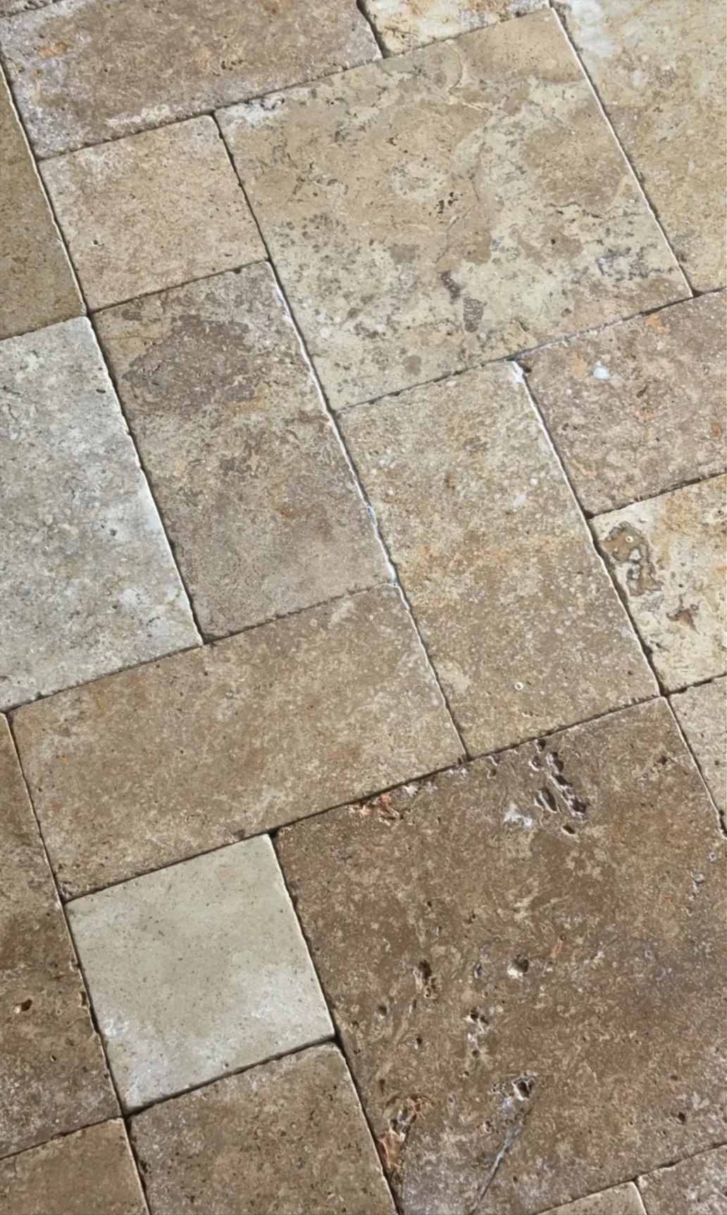 Travertine after rust stain treatment